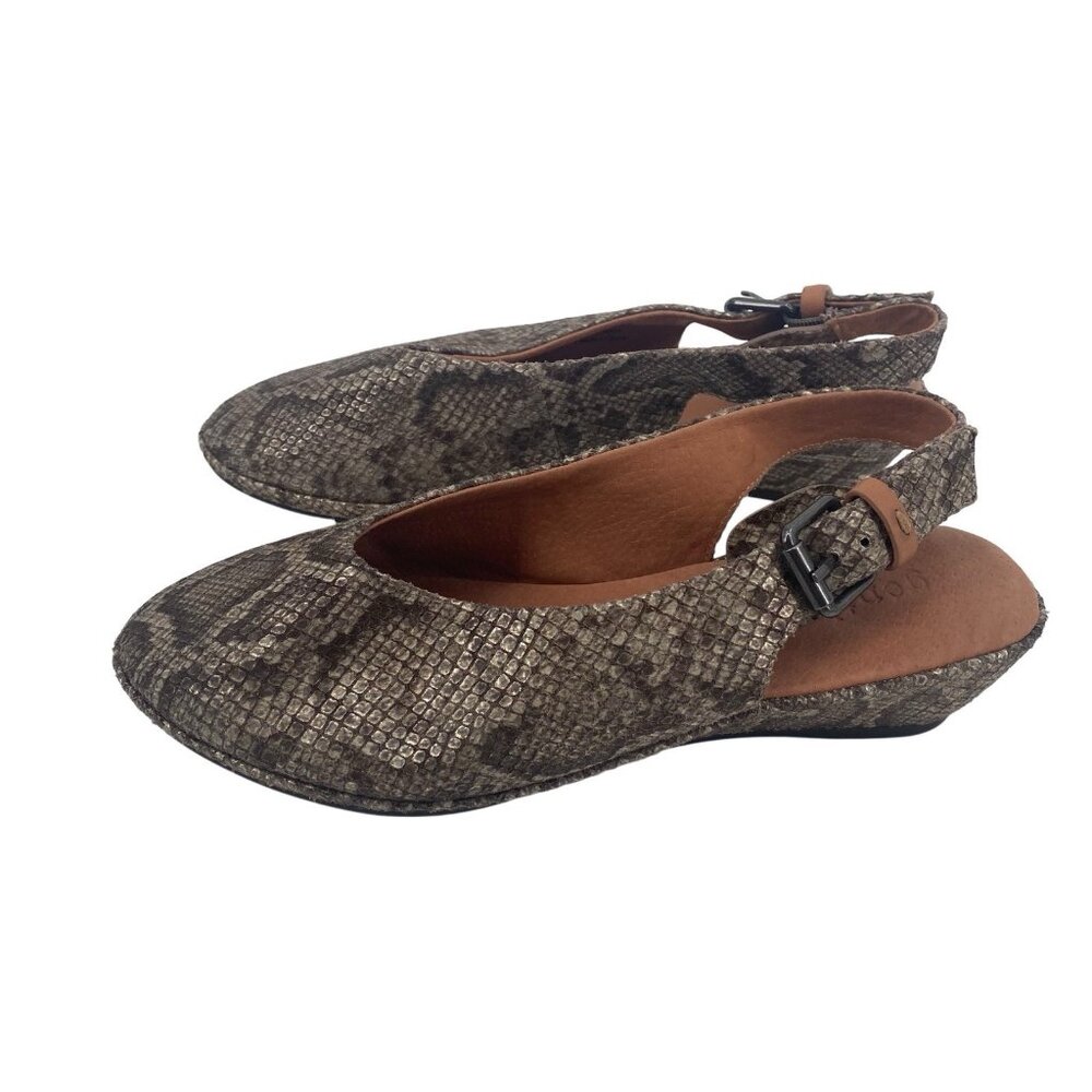 GENTLE SOULS Womens Size 7 Noemi Tan Snakeskin Reptile Leather Sling Back